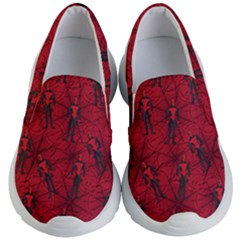 Dark Red Spider Webs Cartoon Kids Lightweight Slip Ons by CoolDesigns