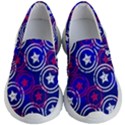 Dark Blue Violet Print Stars Circle Kids Lightweight Slip Ons View1