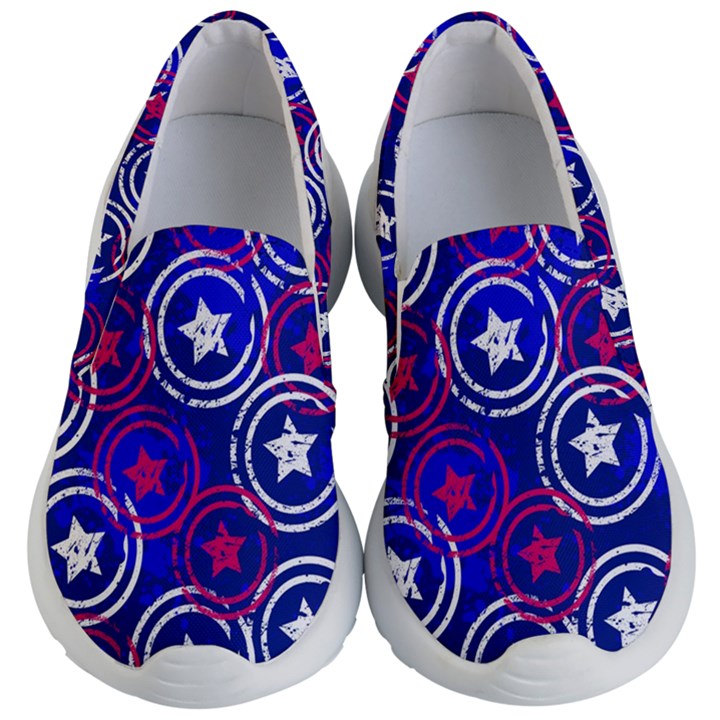 Dark Blue Violet Print Stars Circle Kids Lightweight Slip Ons