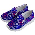 Dark Blue Violet Print Stars Circle Kids Lightweight Slip Ons View2