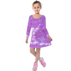 Dark Orchid Dancing Fairytale Lovers Kids Long Sleeve Velvet Dress