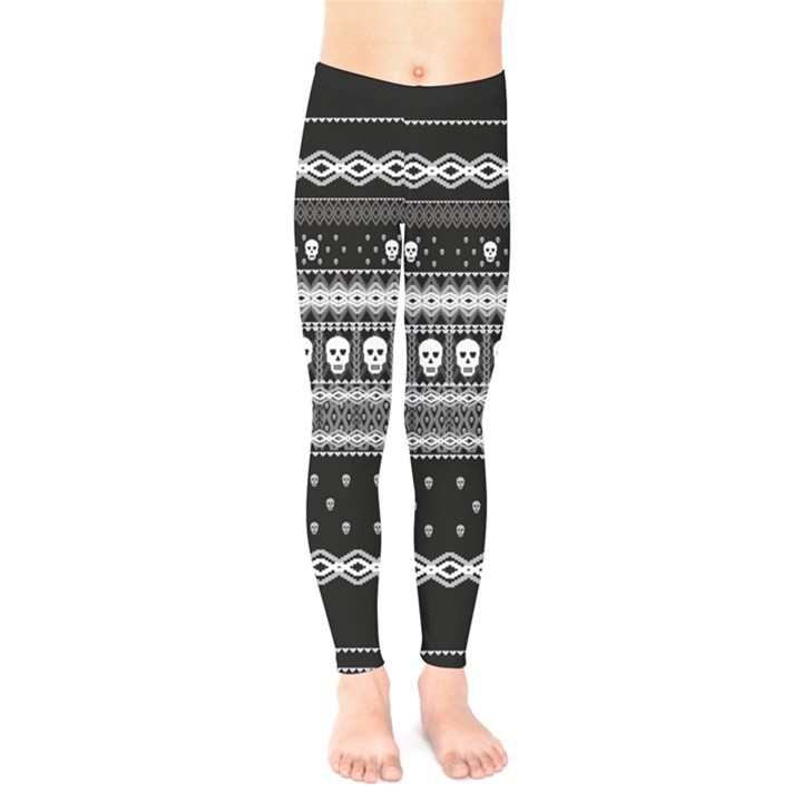 Black Aztec Halloween Pumpkin Design Kids Legging