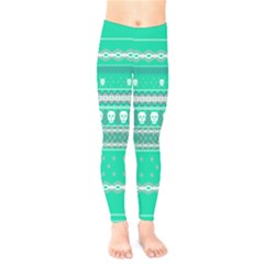 Turquoise Aztec Halloween Pumpkin Design Kids Legging by CoolDesigns