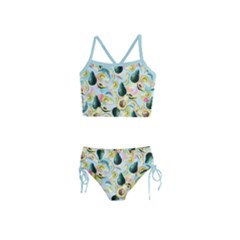 Powder Blue Avocado Fruit Girls Tankini Swimsuit by CoolDesigns