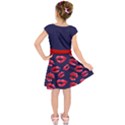 Dark Purple Blue Kiss Lips Pattern Short Sleeve Dress View2