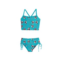 Cyan Pug Pet Girls Bikini Swimsuit Set by CoolDesigns