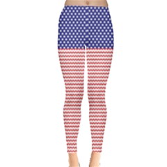 Blue And Red Usa Flag Leggings  by CoolDesigns