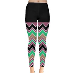 Black With Multicolor Zigzags Leggings by CoolDesigns