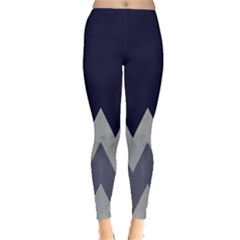 Denim Blue With Grey Zigzags Leggings by CoolDesigns