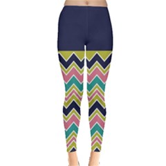 Denim Blue With Multicolor Zigzags Leggings by CoolDesigns