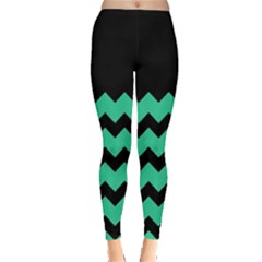 Jade Green Zigzags Leggings by CoolDesigns