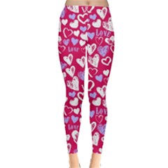 Dark Pink Love Heart Shape Leggings 