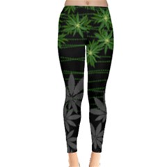 Gary Dark Black Cannabis Marijuana Leggings  by CoolDesigns