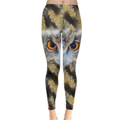 Dark Moccasin Fierce Owl Eyes Print Leggings  by CoolDesigns