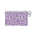 Funny Bacterias Drawing Motif Random Pattern Canvas Cosmetic Bag (Small) View2