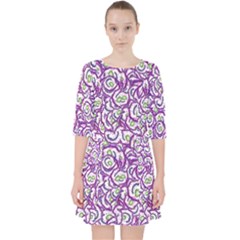 Funny Bacterias Drawing Motif Random Pattern Quarter Sleeve Pocket Dress