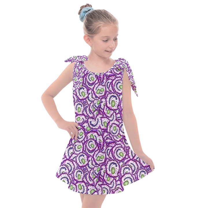 Funny Bacterias Drawing Motif Random Pattern Kids  Tie Up Tunic Dress