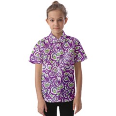 Funny Bacterias Drawing Motif Random Pattern Kids  Short Sleeve Shirt