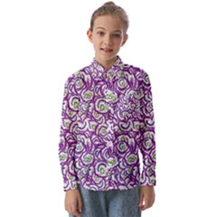 Funny Bacterias Drawing Motif Random Pattern Kids  Long Sleeve Shirt by dflcprintsclothing