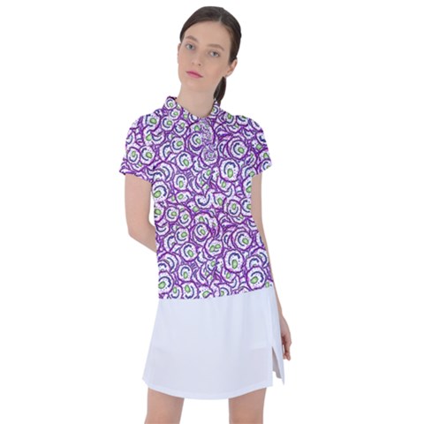 Funny Bacterias Drawing Motif Random Pattern Women s Polo T-shirt by dflcprintsclothing