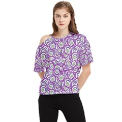 Funny Bacterias Drawing Motif Random Pattern One Shoulder Cut Out T-shirt by dflcprintsclothing