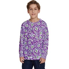 Funny Bacterias Drawing Motif Random Pattern Kids  Crewneck Sweatshirt by dflcprintsclothing