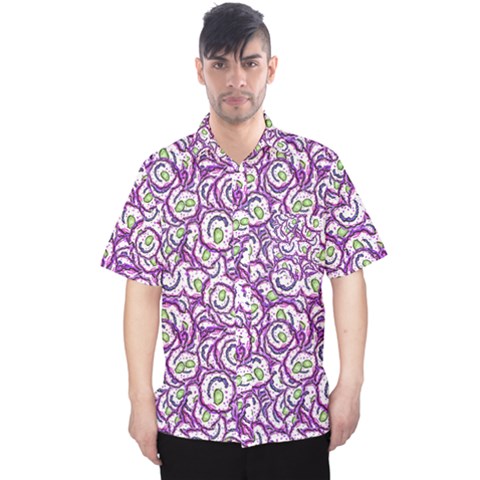 Funny Bacterias Drawing Motif Random Pattern Men s Hawaii Shirt by dflcprintsclothing