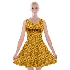 Pixel Art Mushroom Pattern Velvet Skater Dress