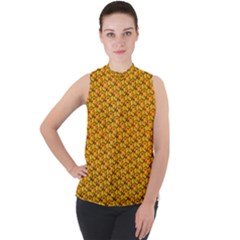 Pixel Art Mushroom Pattern Mock Neck Chiffon Sleeveless Top by ExtraGoodSauce