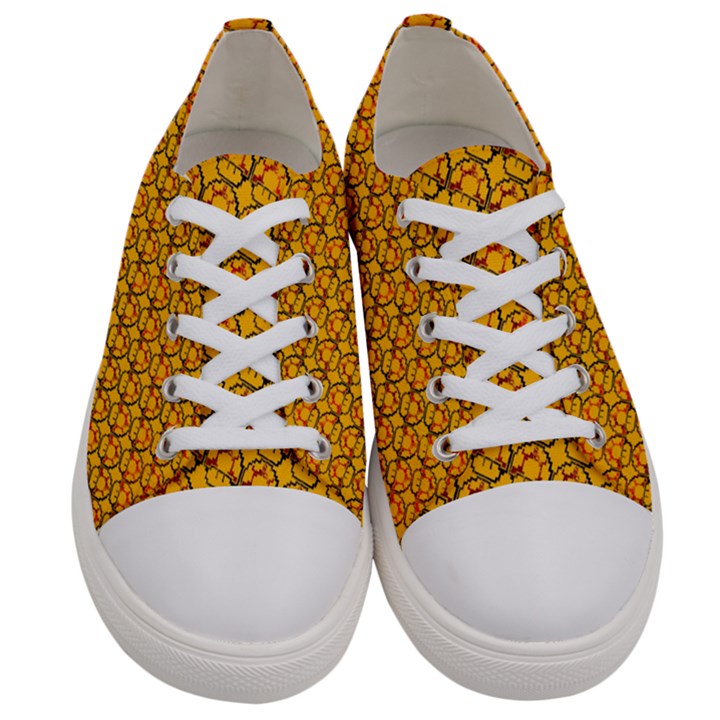 Pixel Art Mushroom Pattern Men s Low Top Canvas Sneakers