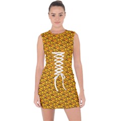 Pixel Art Mushroom Pattern Lace Up Front Bodycon Dress by ExtraGoodSauce