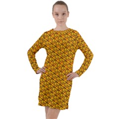 Pixel Art Mushroom Pattern Long Sleeve Hoodie Dress