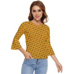 Pixel Art Mushroom Pattern Bell Sleeve Top