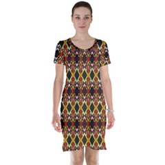 Colorful Geometric Pattern Design Short Sleeve Nightdress by ExtraGoodSauce