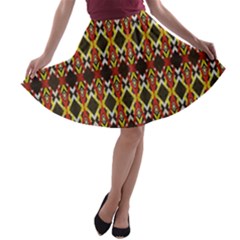 Colorful Geometric Pattern Design A-line Skater Skirt by ExtraGoodSauce