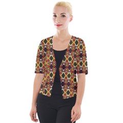 Colorful Geometric Pattern Design Cropped Button Cardigan by ExtraGoodSauce