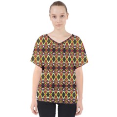 Colorful Geometric Pattern Design V-neck Dolman Drape Top by ExtraGoodSauce