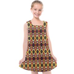 Colorful Geometric Pattern Design Kids  Cross Back Dress by ExtraGoodSauce