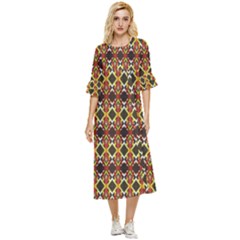 Colorful Geometric Pattern Design Double Cuff Midi Dress by ExtraGoodSauce