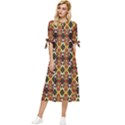 Colorful Geometric Pattern Design Bow Sleeve Chiffon Midi Dress View1