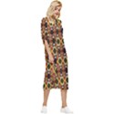 Colorful Geometric Pattern Design Bow Sleeve Chiffon Midi Dress View3