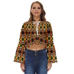 Colorful Geometric Pattern Design Boho Long Bell Sleeve Top