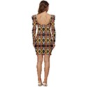 Colorful Geometric Pattern Design Women Long Sleeve Ruched Stretch Jersey Dress View4