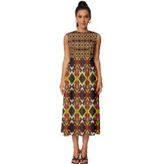 Colorful Geometric Pattern Design Sleeveless Round Neck Midi Dress by ExtraGoodSauce