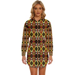 Colorful Geometric Pattern Design Womens Long Sleeve Shirt Dress