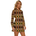 Colorful Geometric Pattern Design Womens Long Sleeve Shirt Dress View3