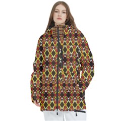 Colorful Geometric Pattern Design Women s Multi Pockets Zip Ski And Snowboard Waterproof Breathable Jacket