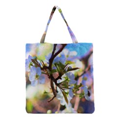 Springtime Pear Tree Blossoms Grocery Tote Bag by ExtraGoodSauce