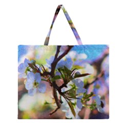 Springtime Pear Tree Blossoms Zipper Large Tote Bag by ExtraGoodSauce