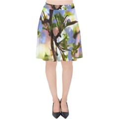 Springtime Pear Tree Blossoms Velvet High Waist Skirt by ExtraGoodSauce